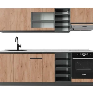 Complete keukeneenheid eik goud/antraciet 240x60x81.6 r-line Complete keukeneenheid eik goud/antraciet 240x60x81.6 r-line