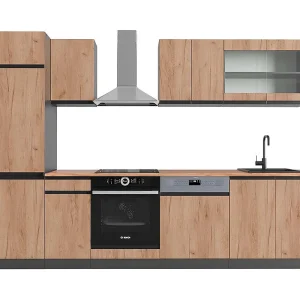 Complete keukeneenheid eik goud/antraciet 300x60x81.6 r-line Complete keukeneenheid eik goud/antraciet 300x60x81.6 r-line