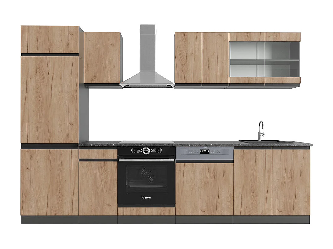 Complete keukeneenheid eik goud/antraciet 300x60x81.6 r-line