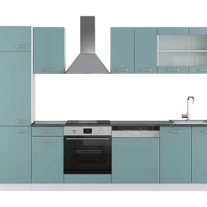 Complete keukeneenheid blauw-grijs/wit 300x60x81.6 r-line Complete keukeneenheid blauw-grijs/wit 300x60x81.6 r-line