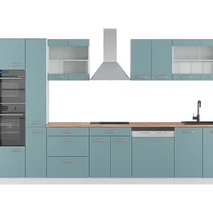 Complete keukeneenheid blauw-grijs/wit 350x60x81.6 r-line Complete keukeneenheid blauw-grijs/wit 350x60x81.6 r-line
