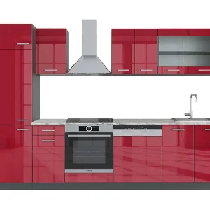 Complete keukeneenheid rood hoogglans/antraciet 300x60x81.6 r-line