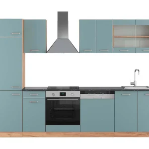 Complete keukeneenheid blauw-grijs/gouden eik 300x60x81.6 r-line Complete keukeneenheid blauw-grijs/gouden eik 300x60x81.6 r-line