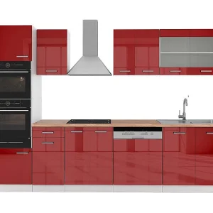 Complete keukeneenheid rood hoogglans/wit 300x60x81.6 r-line