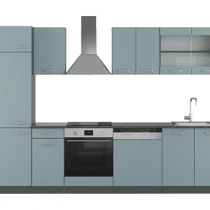Complete keukeneenheid blauw-grijs/antraciet 300x60x81.6 r-line Complete keukeneenheid blauw-grijs/antraciet 300x60x81.6 r-line