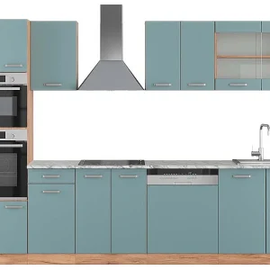 Complete keukeneenheid blauw-grijs/gouden eik 300x60x81.6 r-line Complete keukeneenheid blauw-grijs/gouden eik 300x60x81.6 r-line