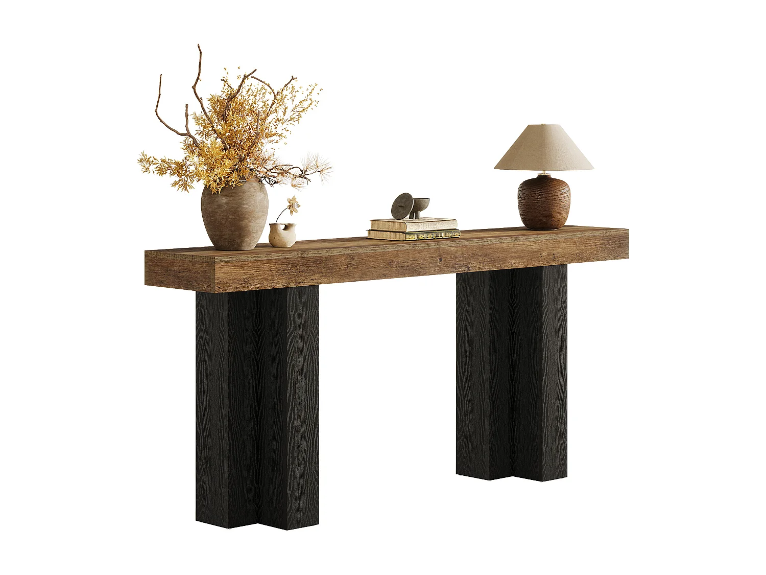 Consoletafel van 160 cm voor de hal, landelijke haltafel met stevige poten, smalle lange console achter de bank