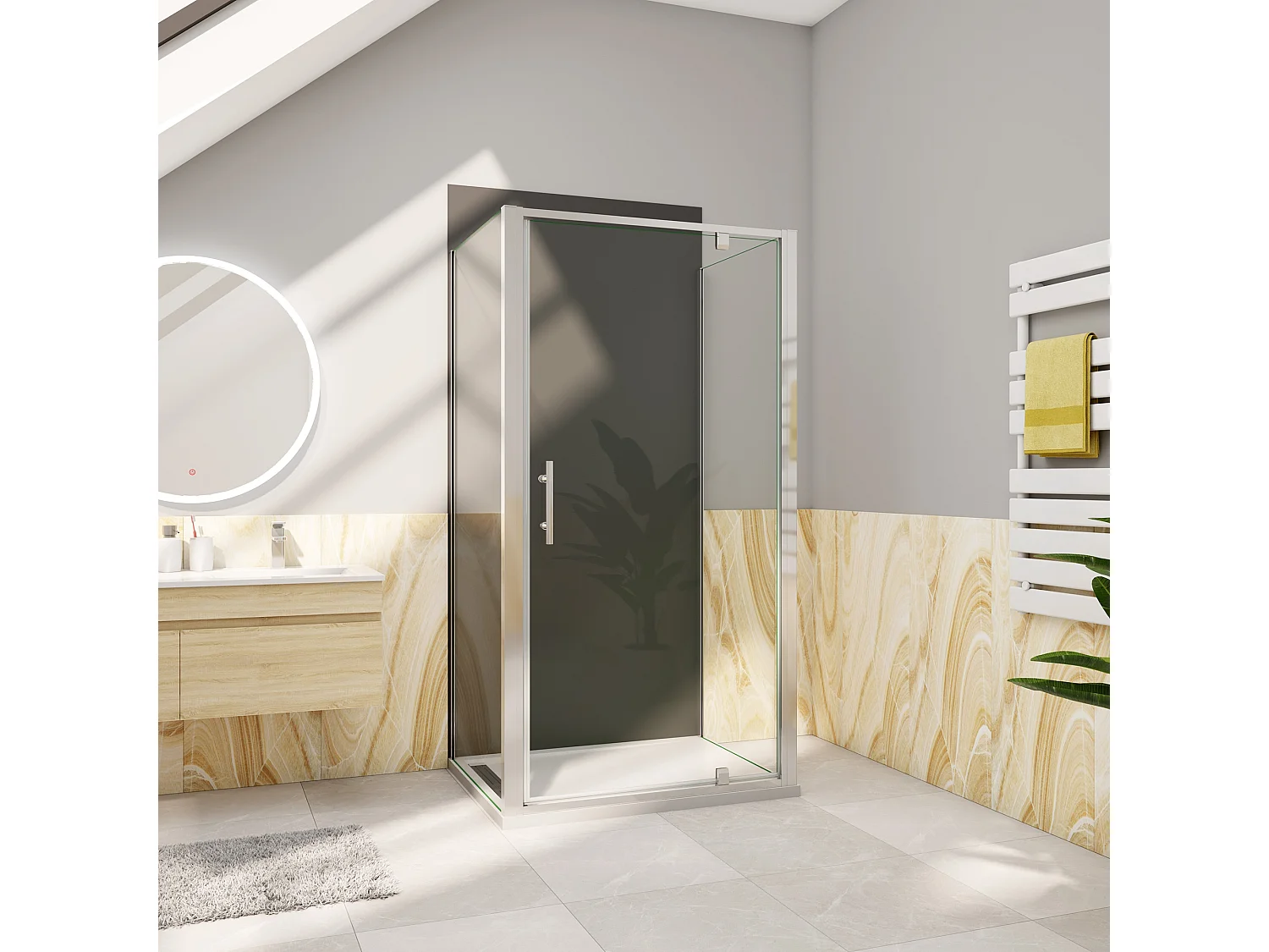 Douchecabine 70x70x185cm Draaideur+twee zijpanelen 5mm veiligheidsglas-gepolijst chroom frame