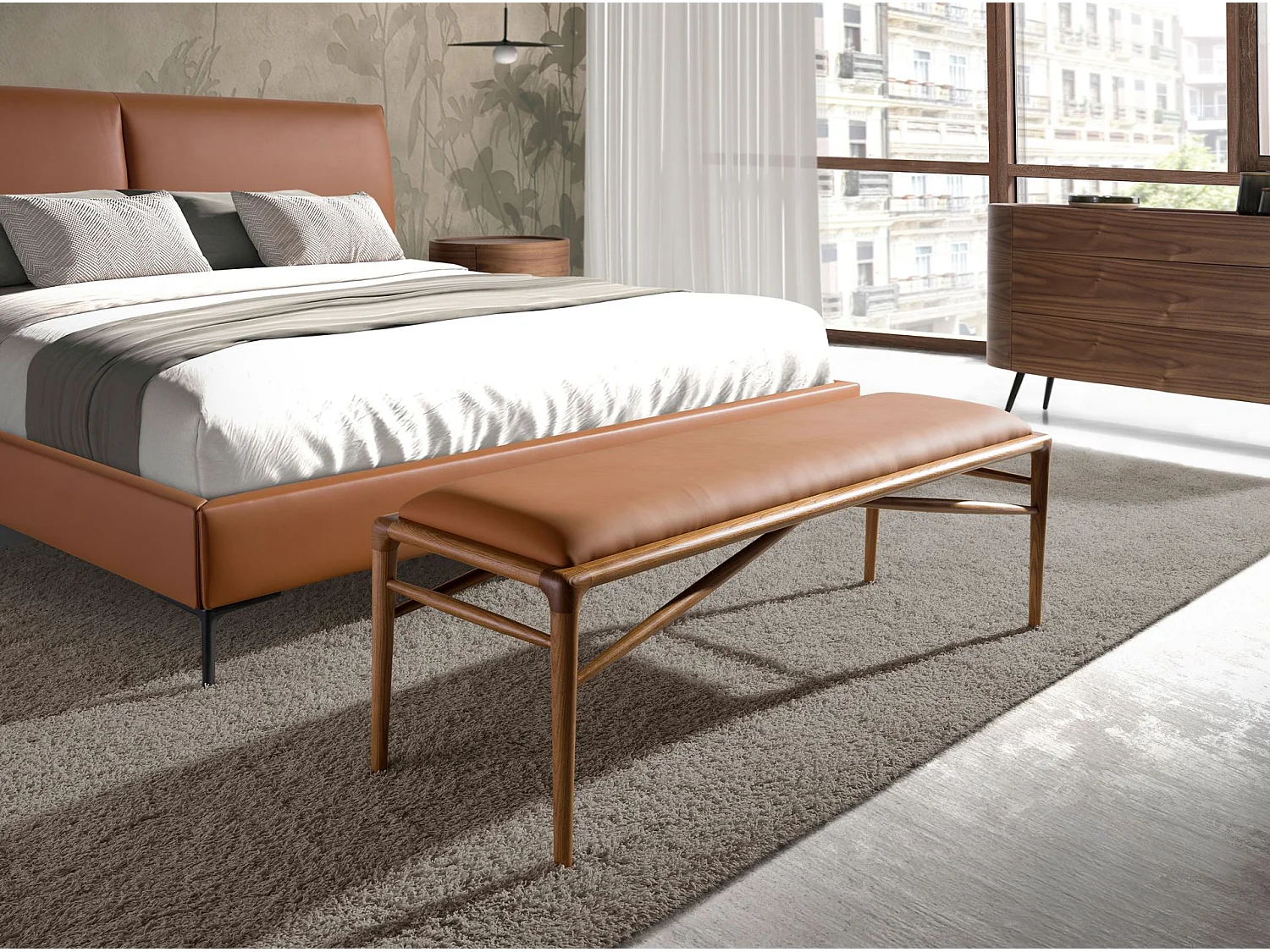 Bruine eco-leren poef 5112 ANGEL CERDA