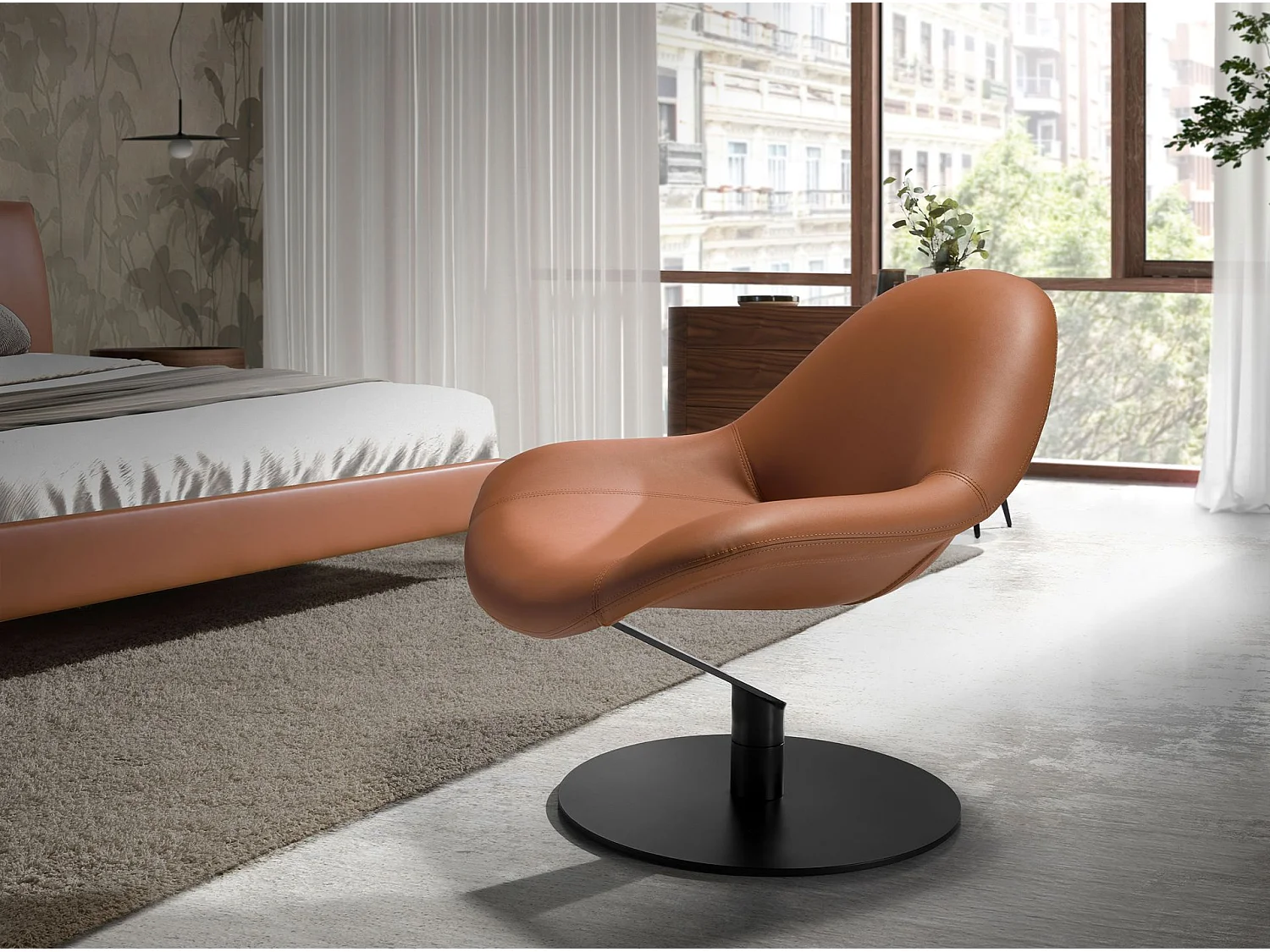 Bruine kunstleren draaifauteuil 5116 ANGEL CERDA
