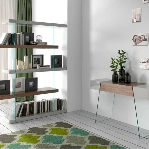 Console tafel walnoot en glas 3029 ANGEL CERDA Console tafel walnoot en glas 3029 ANGEL CERDA