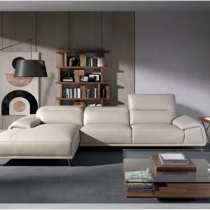 Chaise longue bank in grijs taupe rundleder 6149 ANGEL CERDA