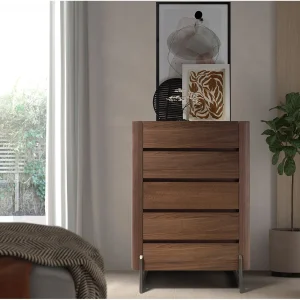 Donker stalen chiffonier notenhout en metallic met porselein marmeren blad 7153 ANGEL CERDA Donker stalen chiffonier notenhout en metallic met porselein marmeren blad 7153 ANGEL CERDA