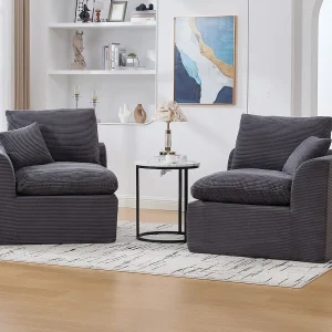 Câlin – Modulaire 2-zits Bank Set – 2 Verstelbare Zits in Corduroy Velours – 4 Ergonomische Kussens Inclusief – Modulaire Zits voor de Woonkamer
