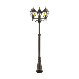 Buitenstaande lamp Janel zwart goud metaal/glas 220 cm IP44 3x60W E27 zonder lampen