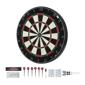 Dartbord SucceBuy 45.1 cm met 6 Staalpunt Dartpijlen en Scorekit, Dartbord van Sisalvezels Zelfherstellend, Langere Levensduur