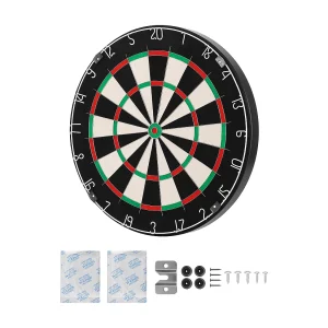 Dartbord SucceBuy, 45 cm, Professioneel Dartbord van Sisalvezel Zelfherstellend met Bullseye zonder Nieten, Mesdraad, Langere Levensduur