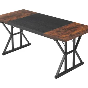 Directiebureau SucceBuy 180 x 80 cm, Grote Eenvoudige en Moderne Computertafel, Studiebureau van Hout met Metalen Frame, Belasting 68 kg, Bruin en Zwart