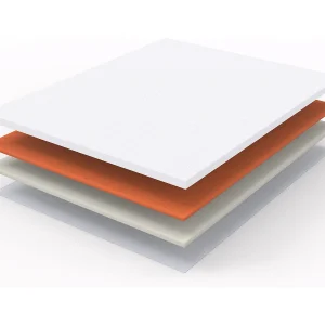Comfortabel H3 matras, medium ondersteuning, Eco-Tex gecertificeerd, wasbaar, 5 cm hoog, afmeting 140×200 cm, oranje schuim, wit matras.