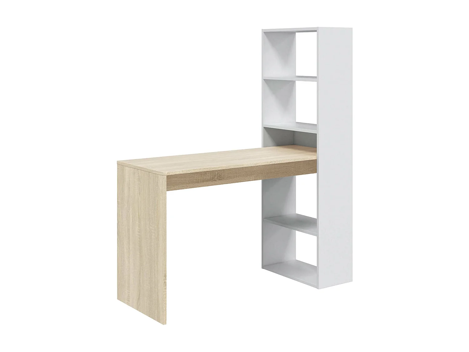 Dmora Bureau Denton 53x120x144h cm Mat Wit Modulair 5 Planken, met Boekenkast