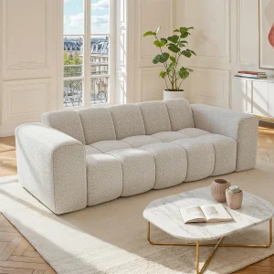 3-zitsbank in beige chenille stof CALESO van Maison Céphy 3-zitsbank in beige chenille stof CALESO van Maison Céphy