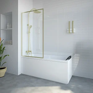 Mat zwarte badwand in industriële stijl van gehard glas, 70 x 140 cm, BRADENTON