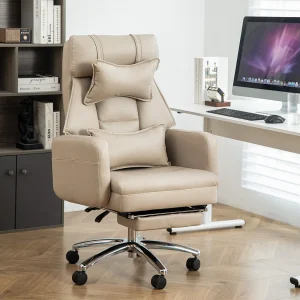 Directiestoel – met lendensteun en hoofdsteun – 155° kantelbaar – beige