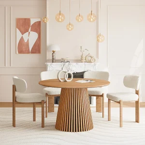 Ronde eettafel voor 4 personen van eikenhout – Naturel – CARMIZA