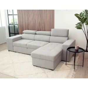 Slaapbank 3 zitplaatsen Lichtgrijs avec chaise longue omkeerbaar rechts/linksche – verstelbare hoofdsteunen – 2 Poufs (263 x 127 x 96 cm) – JOHN Slaapbank 3 zitplaatsen Lichtgrijs avec chaise longue omkeerbaar rechts/linksche – verstelbare hoofdsteunen – 2 Poufs (263 x 127 x 96 cm) – JOHN