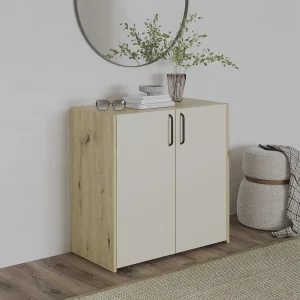 Commode Malmo, 2 Deuren, Artisan eiken/Klei, 81 x 42 x 80 cm