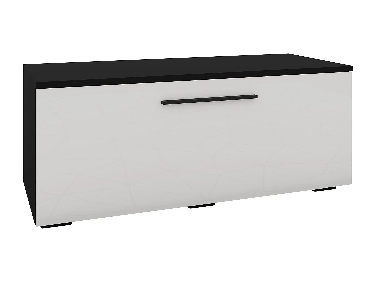 Commode Kos, 1 deur, zwart/wit hoogglans, MDF, 95 x 40 x 39 cm