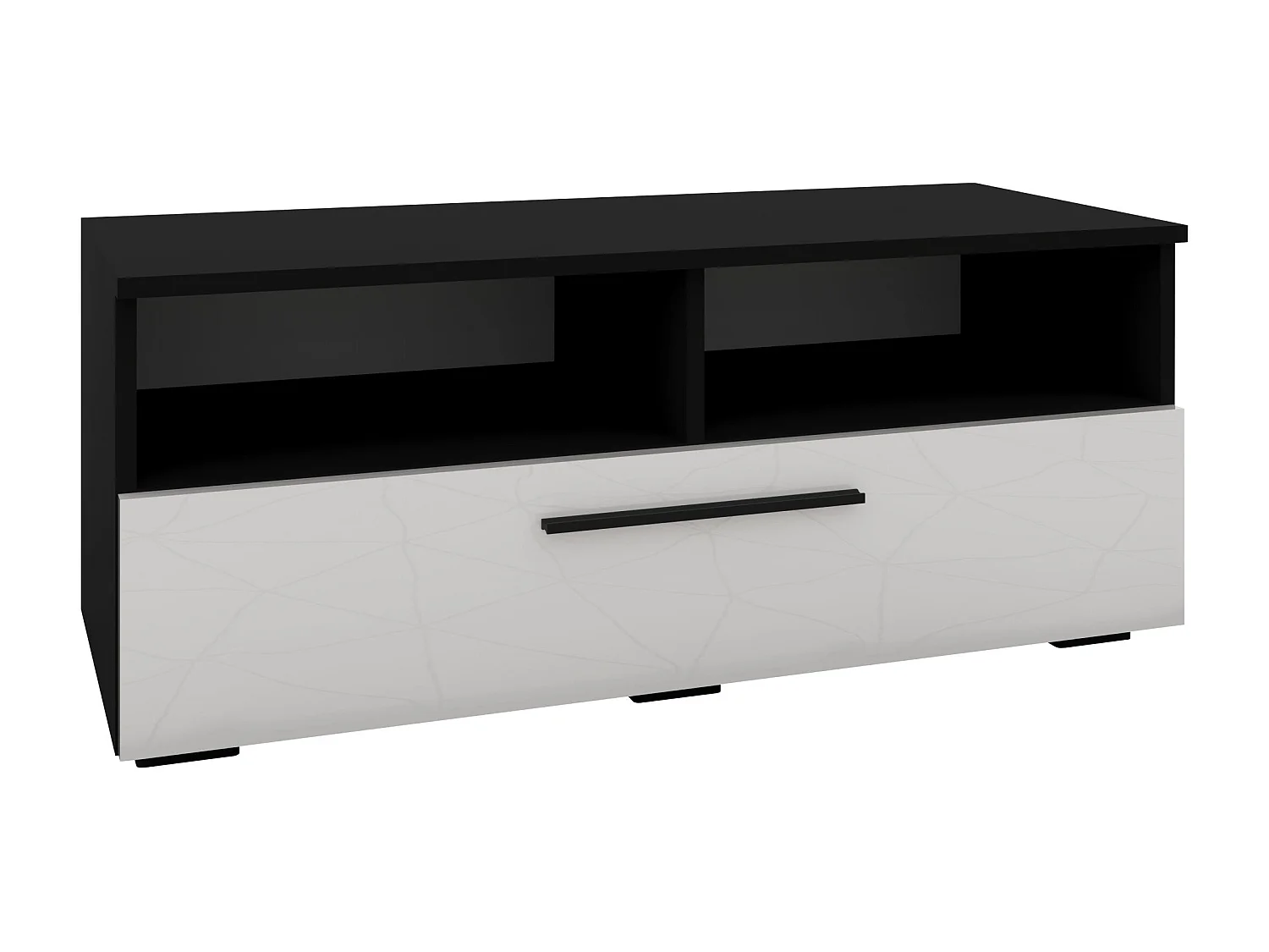 Commode Kos, 1 deur, 2 planken, zwart/wit hoogglans, MDF, 95 x 40 x 39 cm