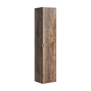 Colonne badkamer VANTA donker eiken 160 cm – Hangend meubel met deur, lade en planken Colonne badkamer VANTA donker eiken 160 cm – Hangend meubel met deur, lade en planken