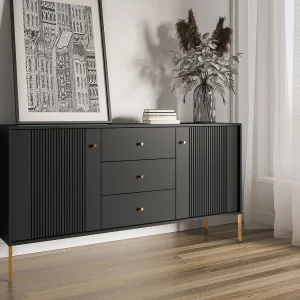 Commode Iseo 2D3L Zwart /goud/goud Commode Iseo 2D3L Zwart /goud/goud