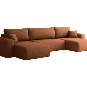 CAPRI U hoekbank, met slaapfunctie, voor de woonkamer, baksteenrood CAPRI U hoekbank, met slaapfunctie, voor de woonkamer, baksteenrood