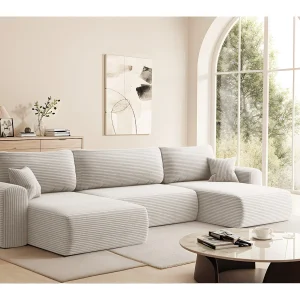 CAPRI U hoekbank met slaapfunctie, voor de woonkamer, beige