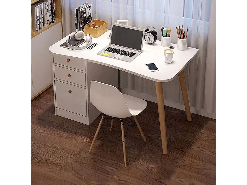 COMPUTERBUREAU VOOR THUIS OF OP KANTOOR MET WITTE LADEN TAFEL 100 CM SKANDINAVISCH