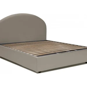 Talamo Italia Tweepersoonsbed Corinne Grijs/Taupe Opbergvak Matrasmaat 160×200 cm, Gestoffeerd Made in Italy