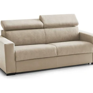 Dmicel vaste bank, 3-zitsbank, 100% Made in Italy, Woonkamerbank, in gewatteerde stof, met verstelbare hoofdsteunen en slanke armleuningen, 200x95h85 cm, Beige Dmicel vaste bank, 3-zitsbank, 100% Made in Italy, Woonkamerbank, in gewatteerde stof, met verstelbare hoofdsteunen en slanke armleuningen, 200x95h85 cm, Beige