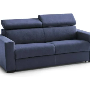 Diannon vate bank, Grote 2-zitbank, 100% Made in Italy, Woonkamerbank, in gewatteerde tof, met vertelbare hoofdteunen en lanke armleuningen, 180x95h85 cm, Blauw