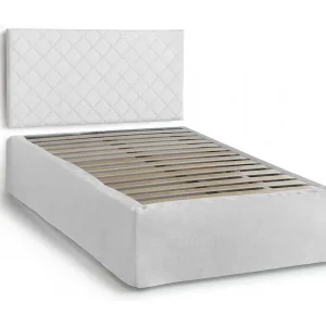 Dbellem tweepersoonsbed, eco-lederen hoofdbordset met orthopedische bodem en volant, 100% Made in Italy, geschikt voor een matras van 120×190 cm, Wit Dbellem tweepersoonsbed, eco-lederen hoofdbordset met orthopedische bodem en volant, 100% Made in Italy, geschikt voor een matras van 120×190 cm, Wit