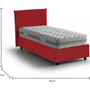 Talamo Italia Eenpersoonsbed Carola Rood Inclusief Matras, Afneembaar en Opbergvak Made in Italy