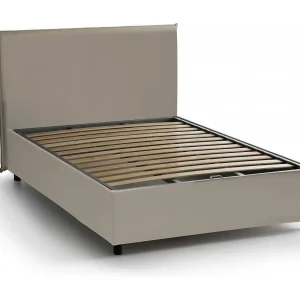 Daced tweepersoonsbed, opbergbed met eco-lederen bekleding, 100% Made in Italy, opening aan de voorkant, geschikt voor matras 120×190 cm, duifgrijs