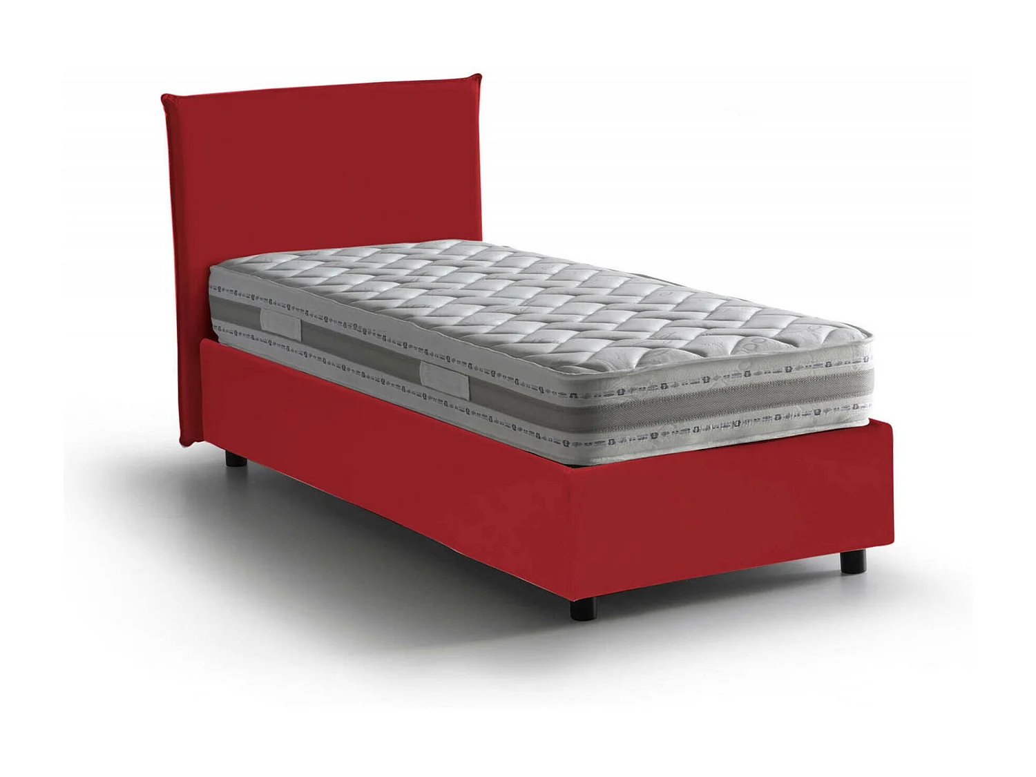 Talamo Italia Eenpersoonsbed Claire Rood Matras Inbegrepen Afneembaar, Opslag Made in Italy