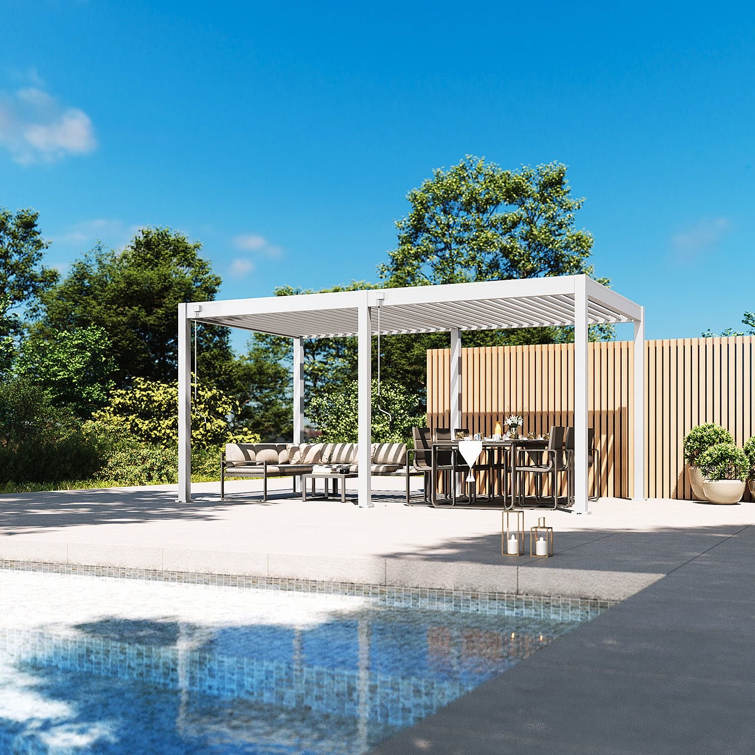 Aluminium Terrasoverkapping Comfort Vrijstaand 300 x 530 cm Wit