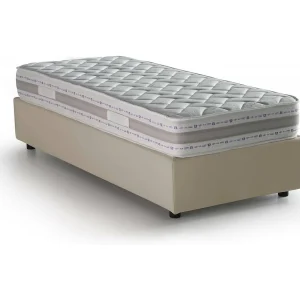 Diana eenpersoonsbed, Opbergbed met stoffen bekleding, 100% Made in Italy, Zijopening, inclusief matras 80×190 cm, Beige