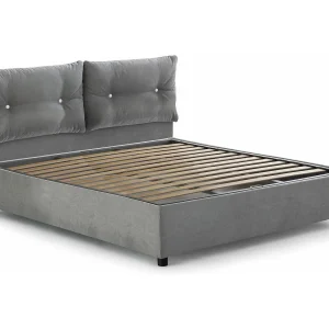 Djankt tweepersoonsbed, Opbergbed met stoffen bekleding, 100% Made in Italy, Opening aan de voorzijde, geschikt voor matras 120×190 cm, Grijs