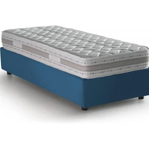 Dmeol eenpersoonsbed, Opbergbed met stoffen bekleding, 100% Made in Italy, Opening aan de voorkant, inclusief matras van 90×190 cm, Blauw