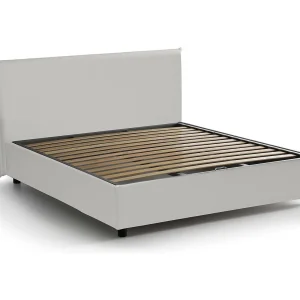 Dak tweepersoonsbed, Opbergbed met eco-lederen bekleding, 100% Made in Italy, Opening aan de voorkant, geschikt voor matras van 140×200 cm, Wit Dak tweepersoonsbed, Opbergbed met eco-lederen bekleding, 100% Made in Italy, Opening aan de voorkant, geschikt voor matras van 140×200 cm, Wit