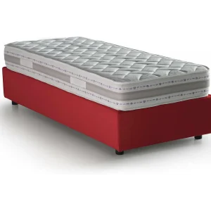Dmeol eenpersoonsbed, Opbergbed met stoffen bekleding, 100% Made in Italy, Opening aan de voorkant, inclusief matras van 90×190 cm, Rood